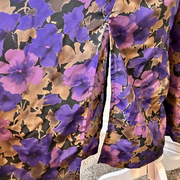 Vintage Y2K Purple Gold Floral Maxi Skirt with Slit Plus Size Women 1x - Picture 7 of 8